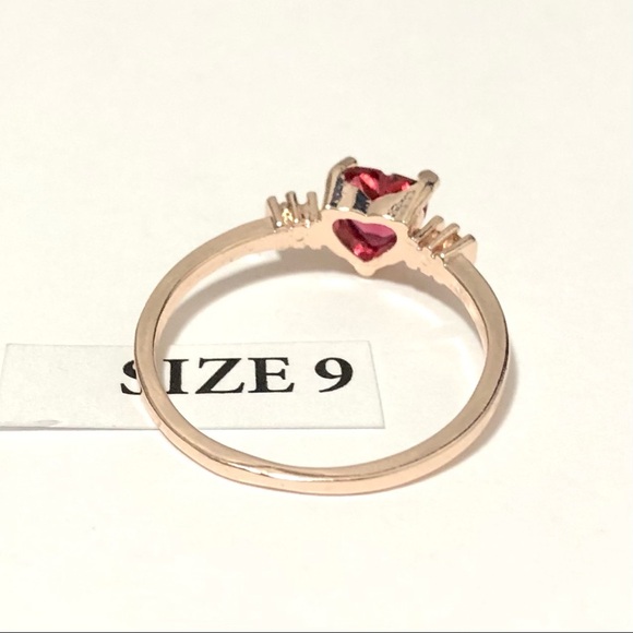 Red Heart Gemstone Ring, Size 9 - Picture 3 of 4